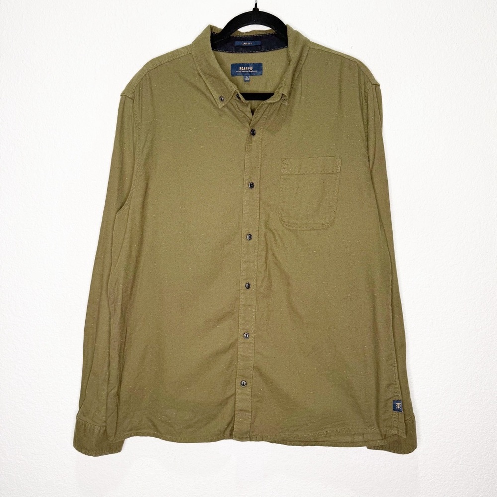 Roark Scholar Long Sleeve Twill Button Down Shirt Olive Green